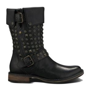 Black Studded Leather Connor Boots